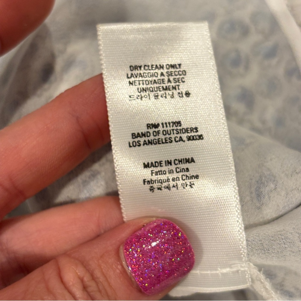 Band of Outsiders Scribble Flower Silk Flutter Sleeve Shirt Dress - Picture 5 of 12